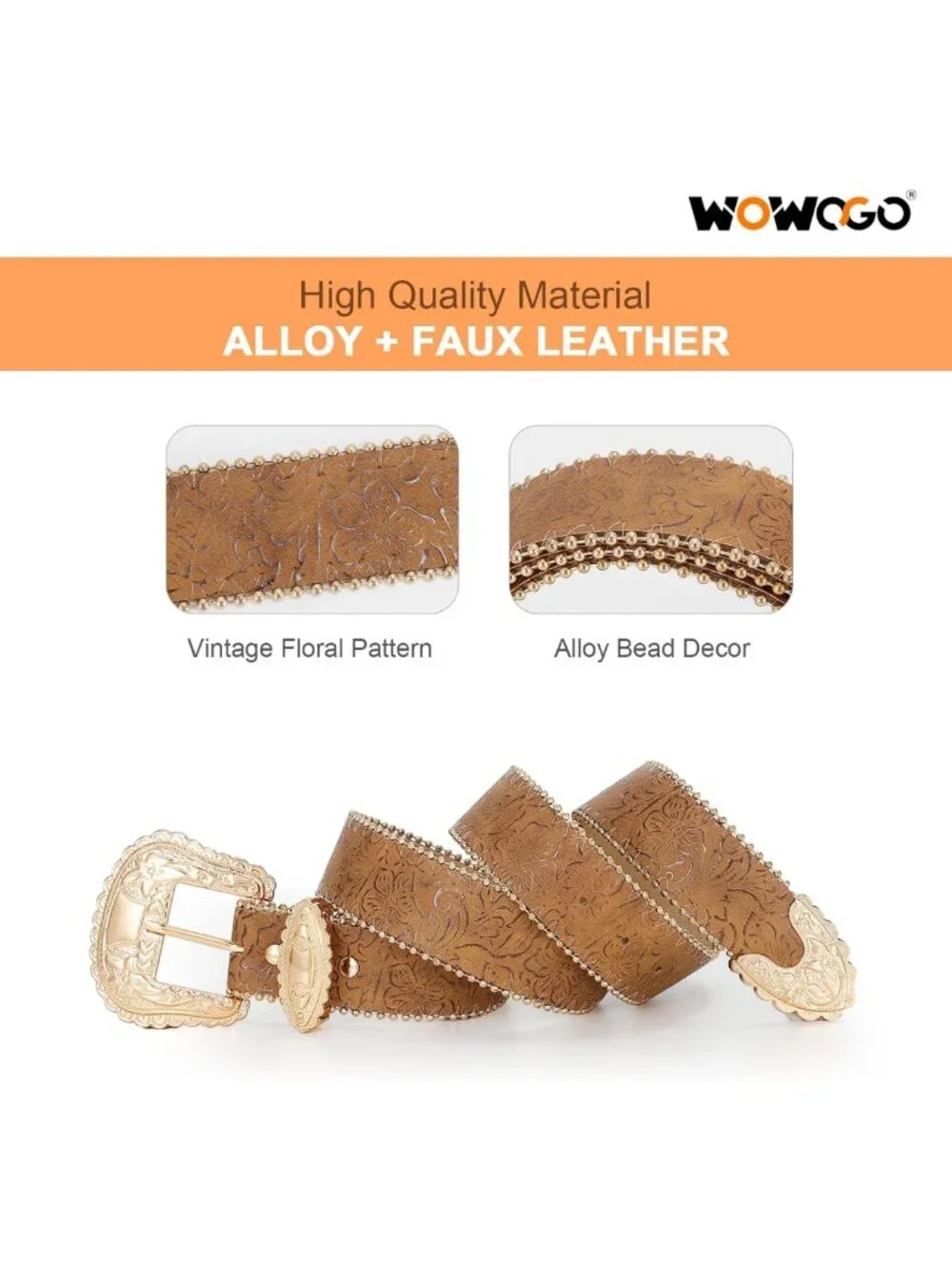 Floral Print Western Leather Belt for Women | Vintage Cowgirl Style for Jeans